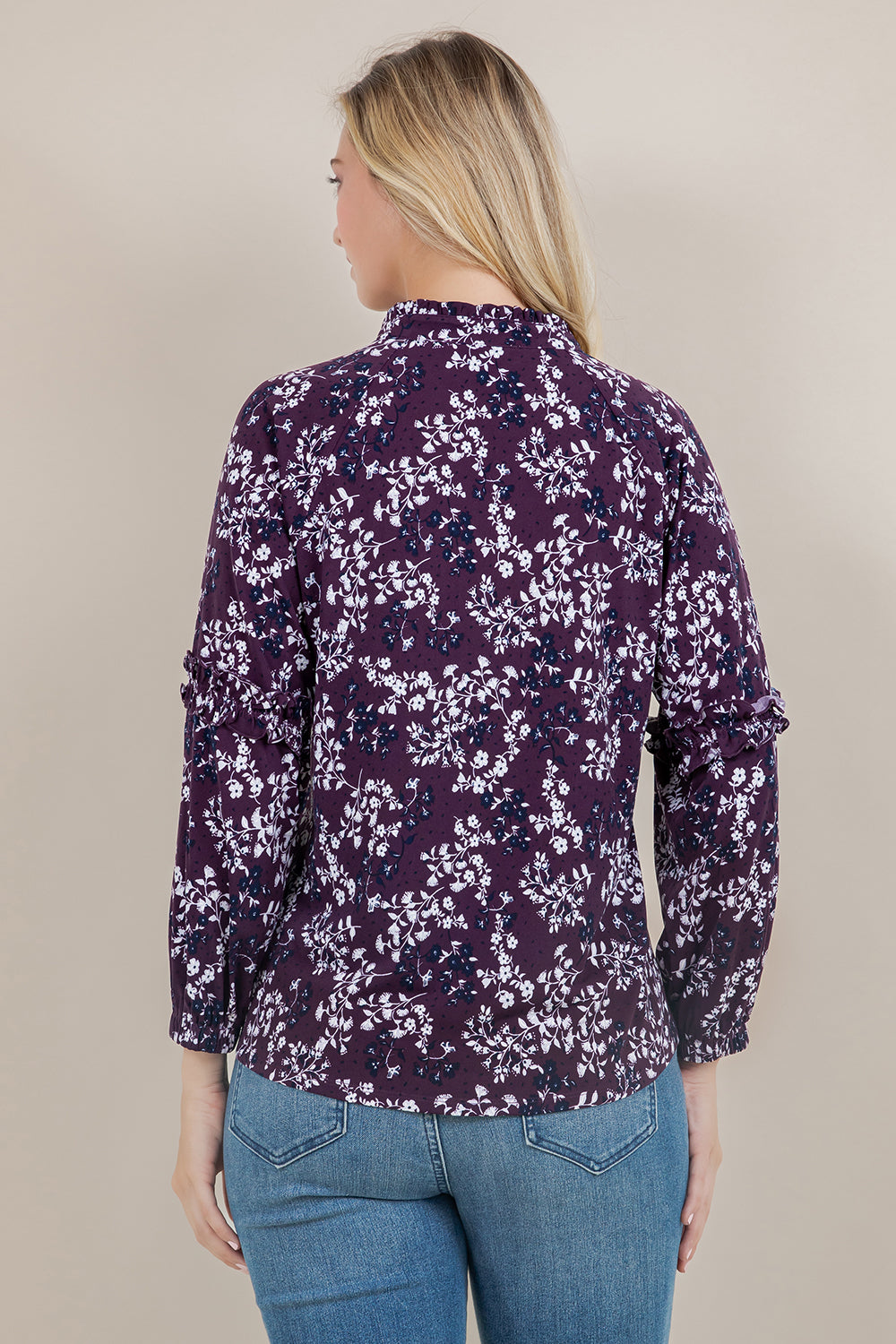 3/4 SLV RAGLAN RUFFLE BLOUSE T12656-A1437