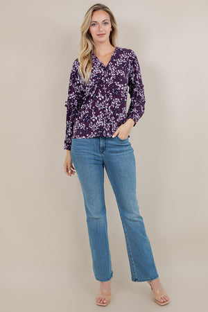 3/4 SLV RAGLAN RUFFLE BLOUSE T12656-A1437