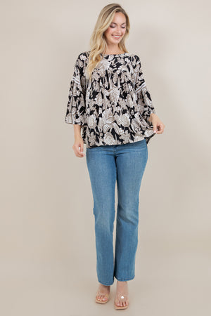 3/4 SLV PEASANT TOP T12683-A0119