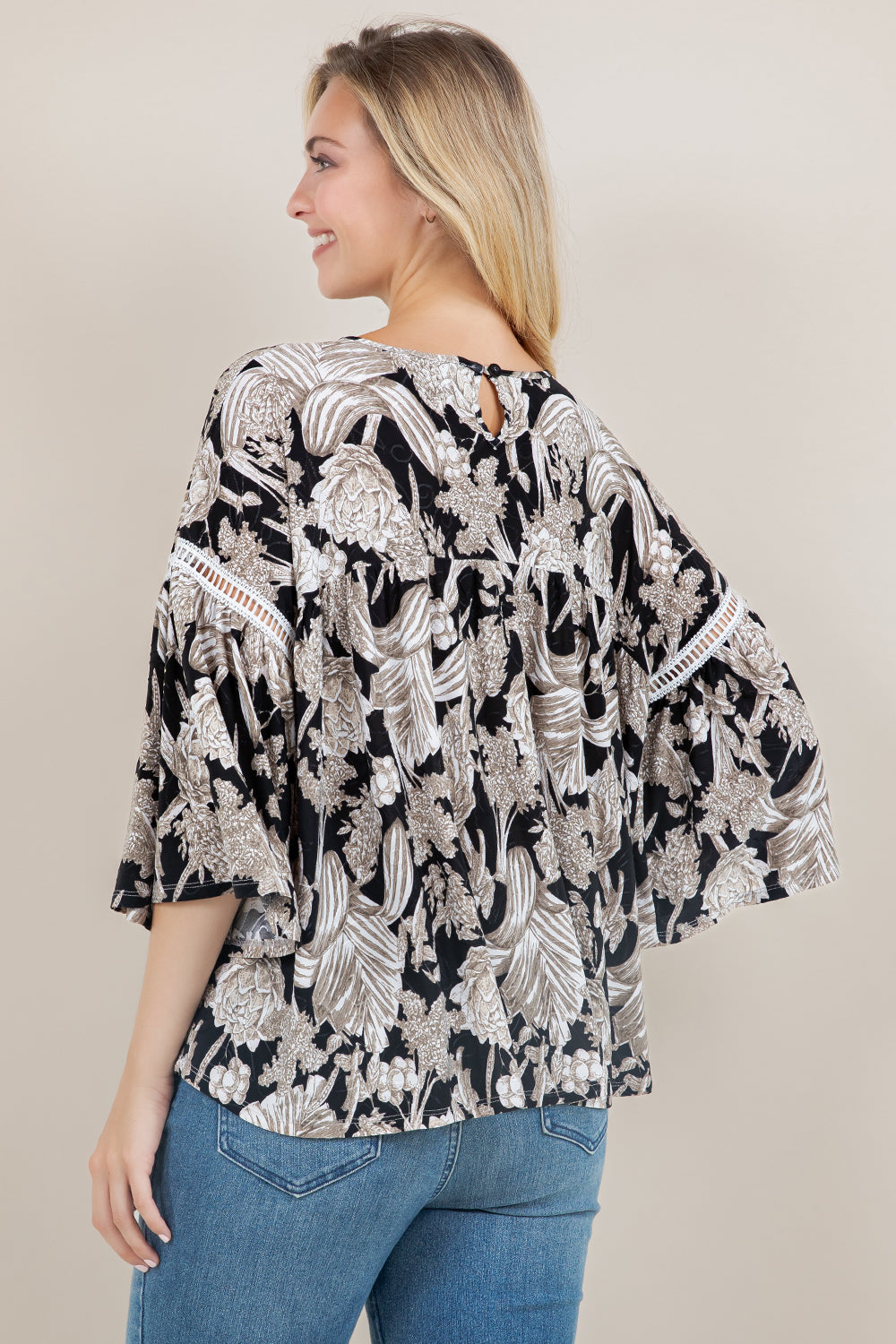 3/4 SLV PEASANT TOP T12683-A0119