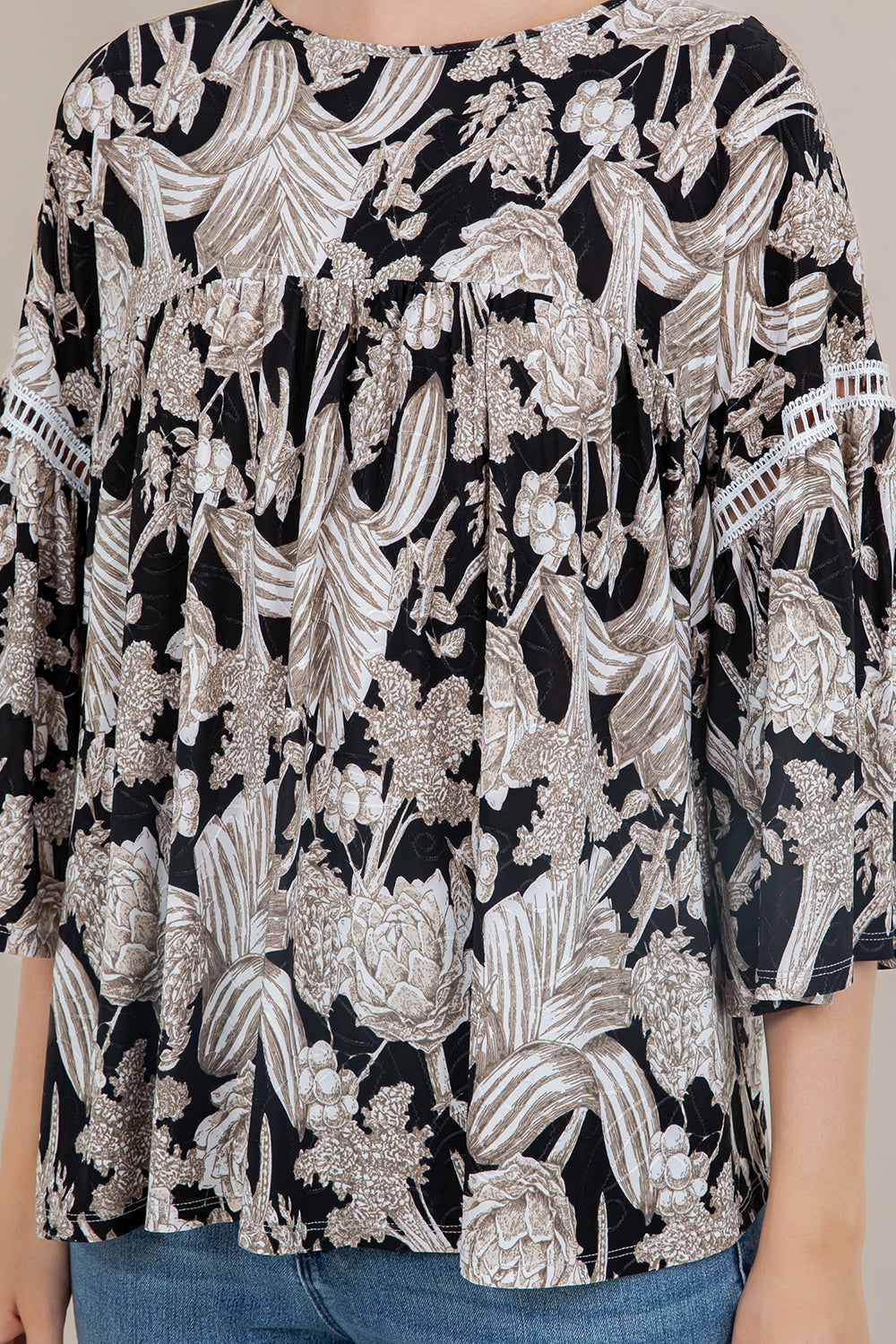 3/4 SLV PEASANT TOP T12683-A0119