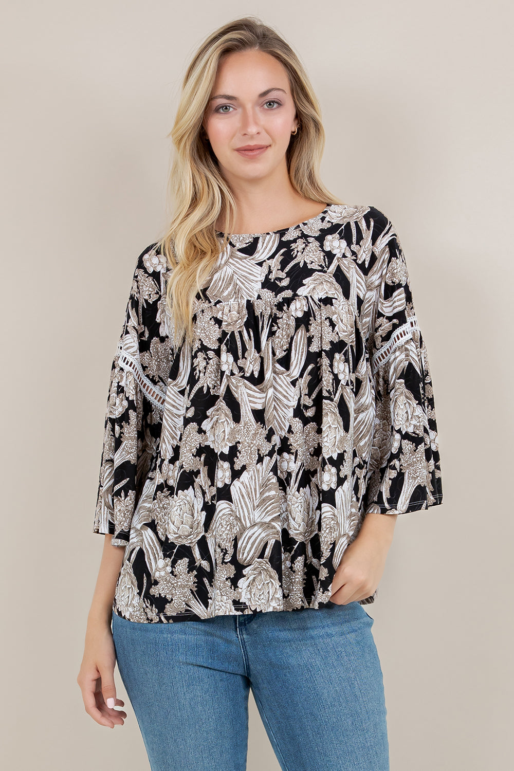 3/4 SLV PEASANT TOP T12683-A0119