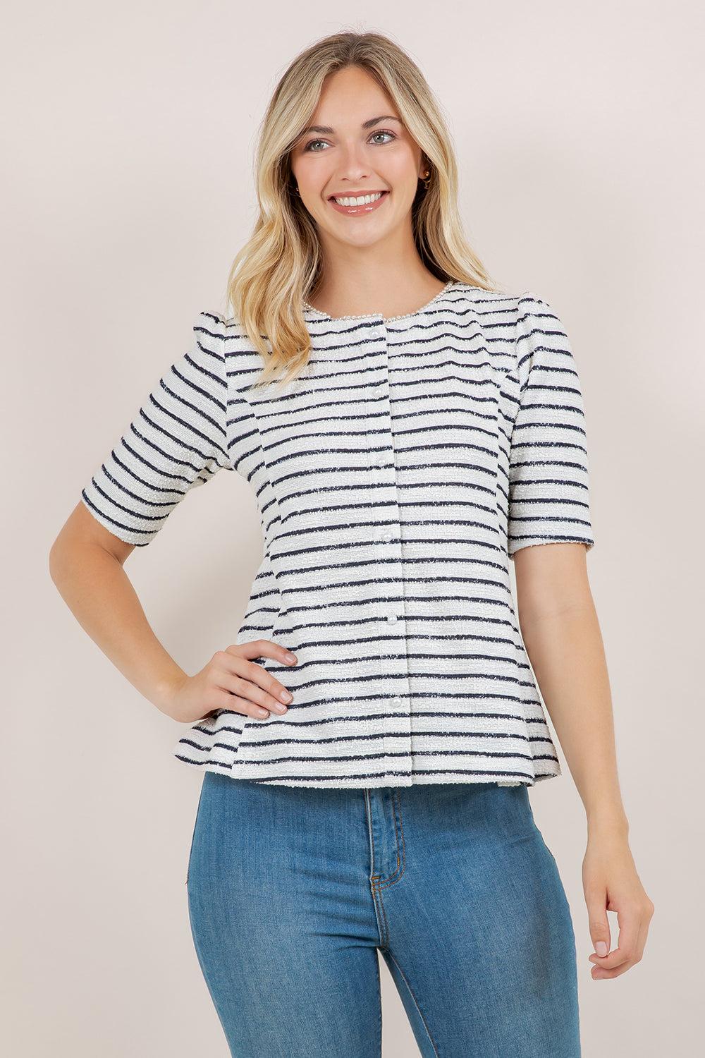 S/SLV FIT & FLARE PRINCESS TOP T12708-0218