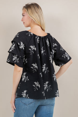 ELB/SLV TIERED PEASANT TOP / T12733-0956