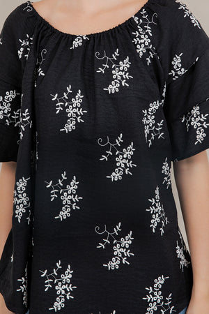 ELB/SLV TIERED PEASANT TOP / T12733-0956