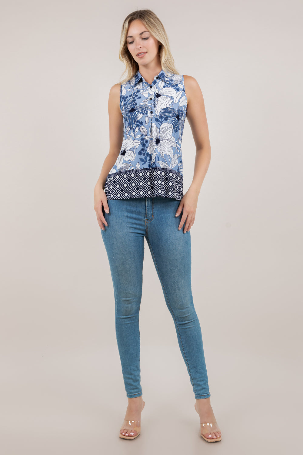 S/LESS COLLARED PLEATED TOP T12735-13992