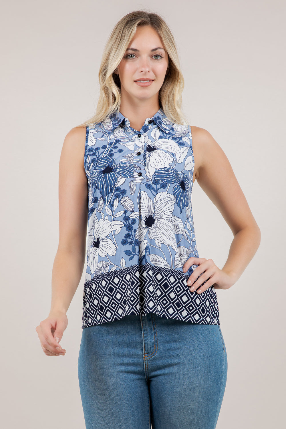 S/LESS COLLARED PLEATED TOP T12735-13992