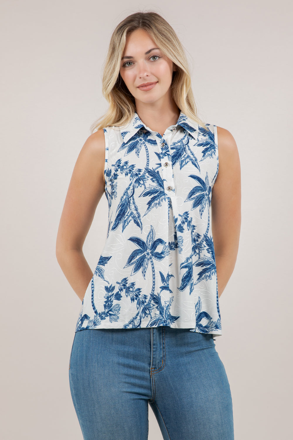 S/LESS COLLARED PLEATED TOP T12735-8369A