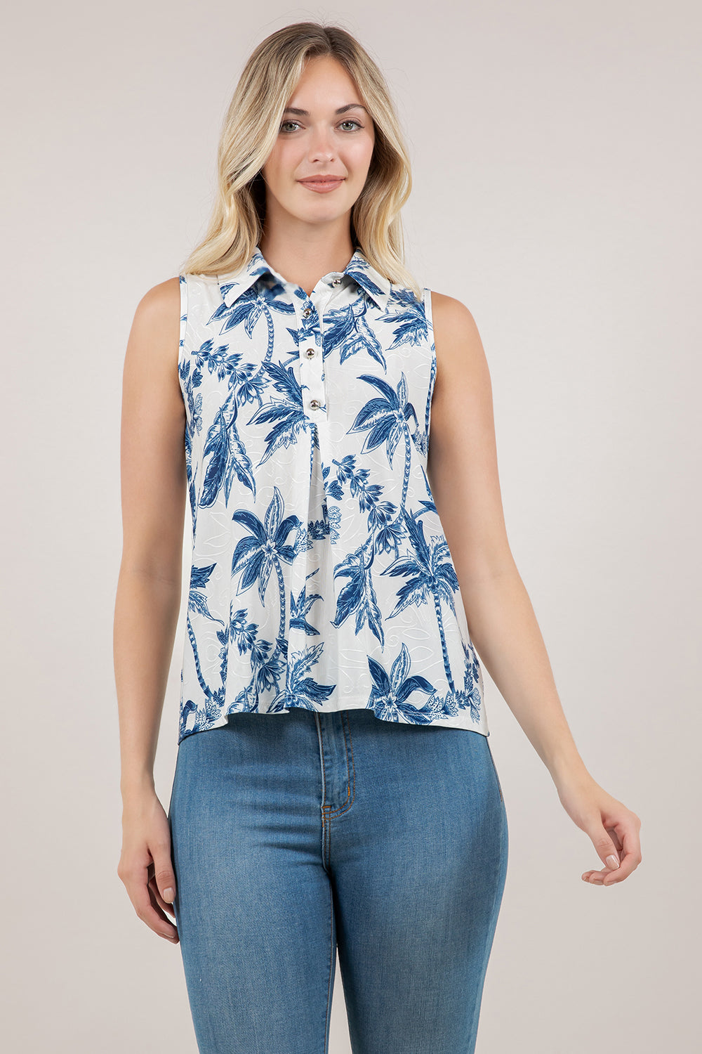 S/LESS COLLARED PLEATED TOP T12735-8369A