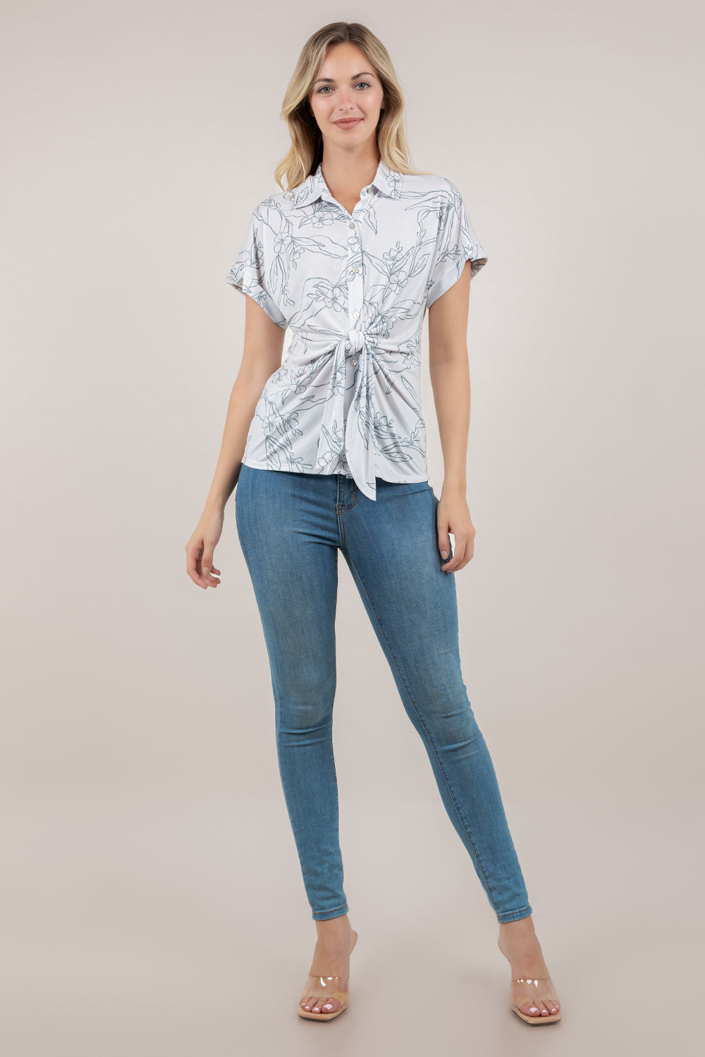 S/SLV DOLMAN KNOT FRONT BLOUSE T12744-110691