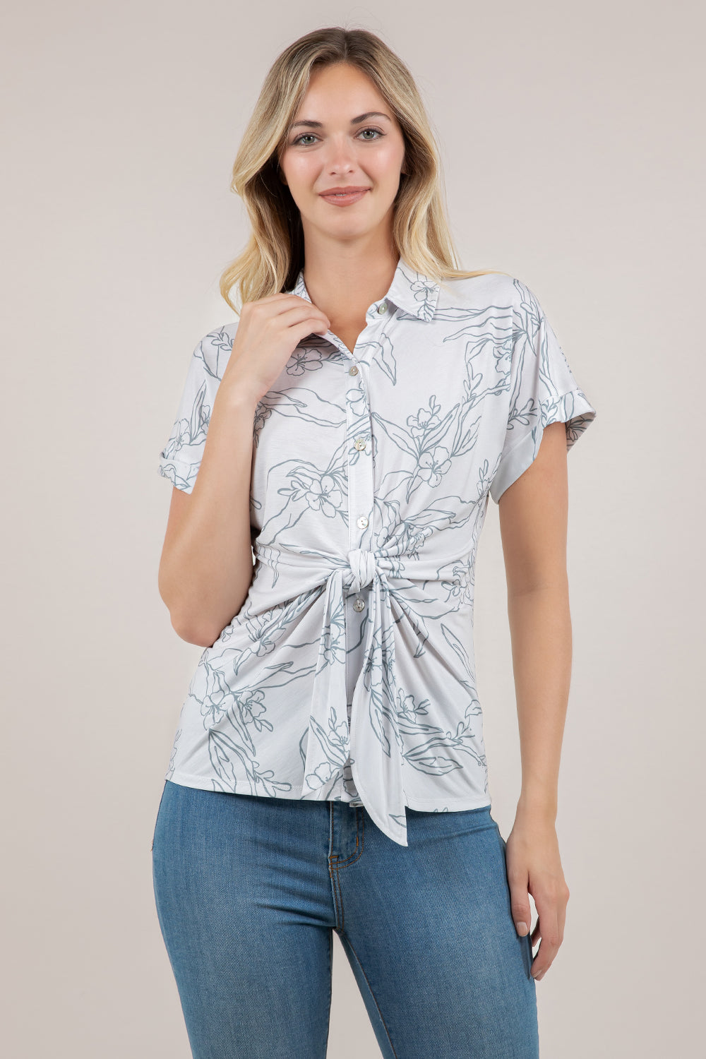 S/SLV DOLMAN KNOT FRONT BLOUSE T12744-110691