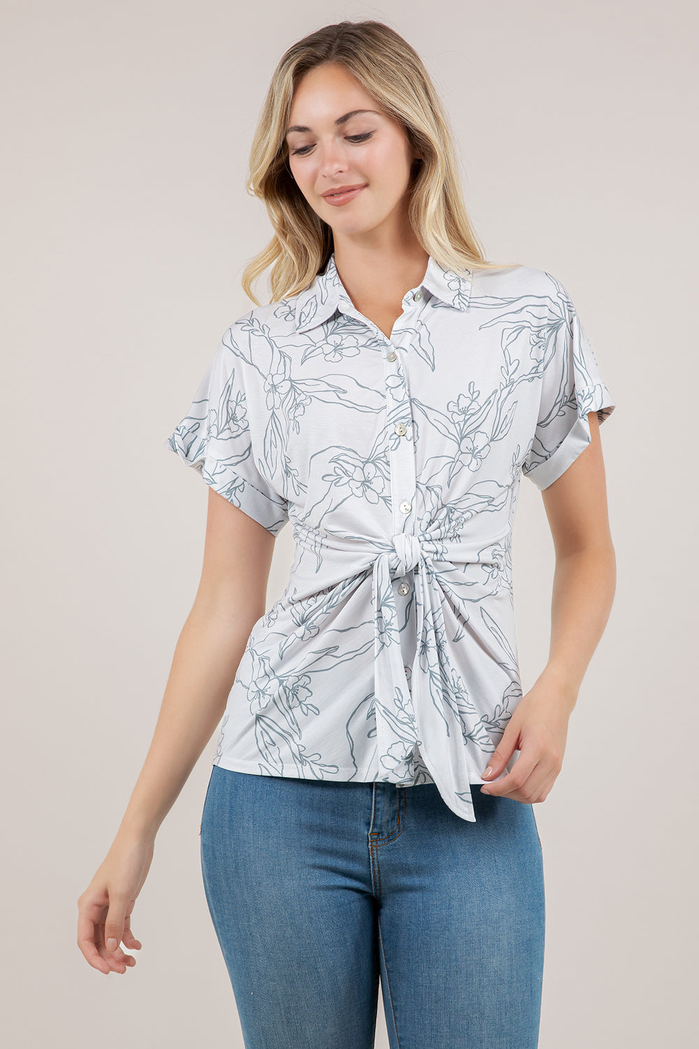 S/SLV DOLMAN KNOT FRONT BLOUSE T12744-110691