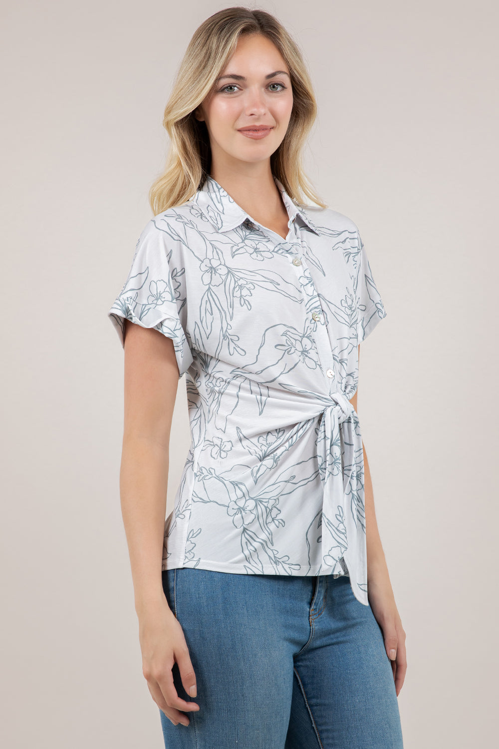 S/SLV DOLMAN KNOT FRONT BLOUSE T12744-110691