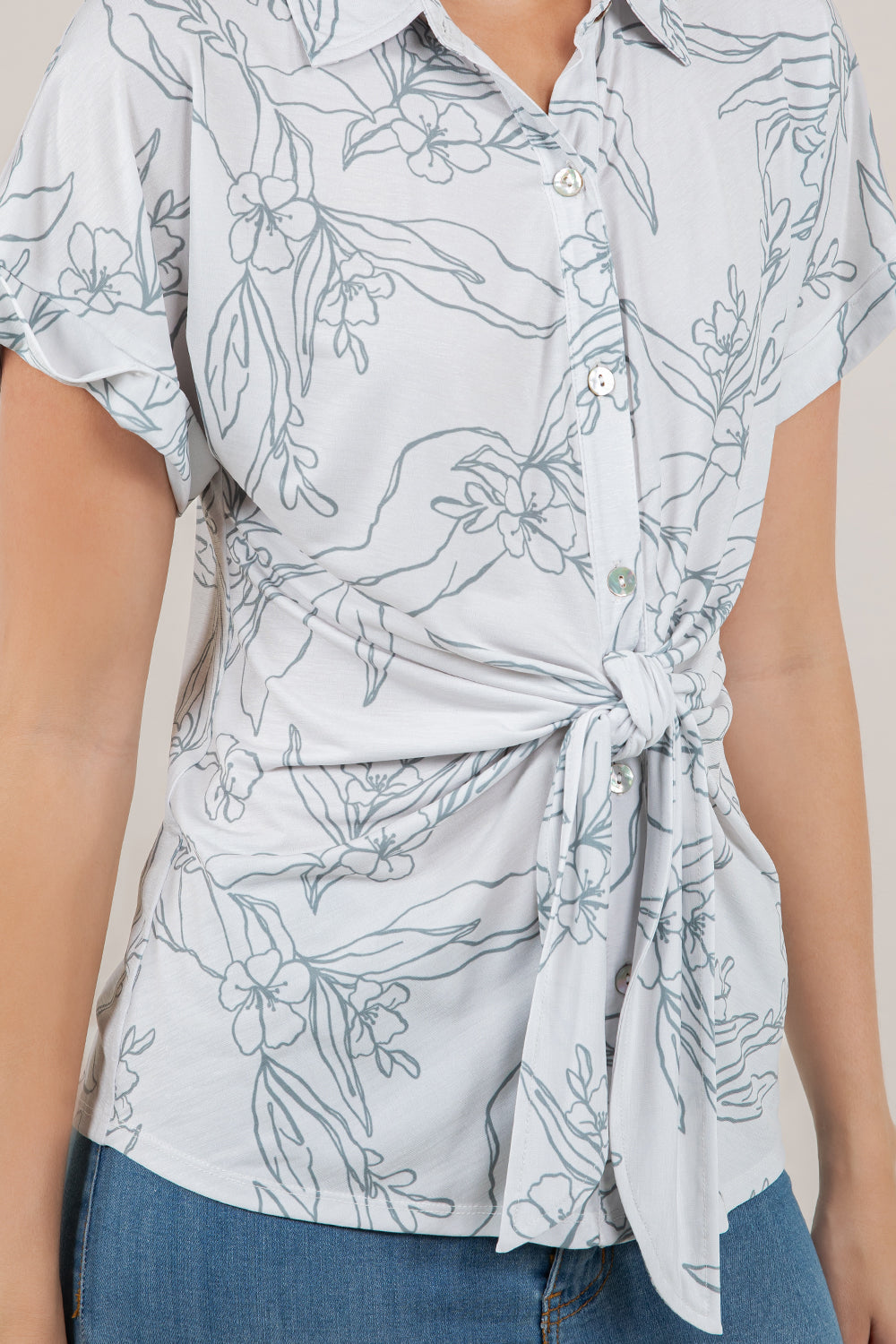 S/SLV DOLMAN KNOT FRONT BLOUSE T12744-110691