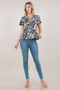 S/SLV TULIP BUTTONED TOP T12746-A6080