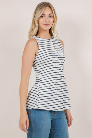 S/LESS BUTTONED PEPLUM TOP T12752-0218