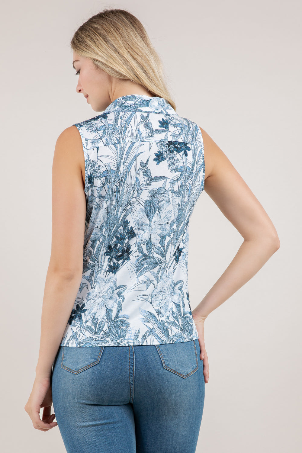 S/LESS BUTTON UP COLLARED TOP T12754-8317