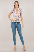S/LESS PINTUCK TIE FRONT TOP T12761-82731