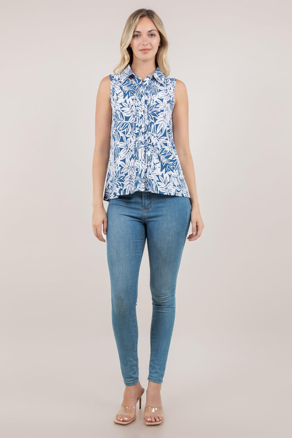 S/LESS PLEATED PLACKET TOP T12768-15064