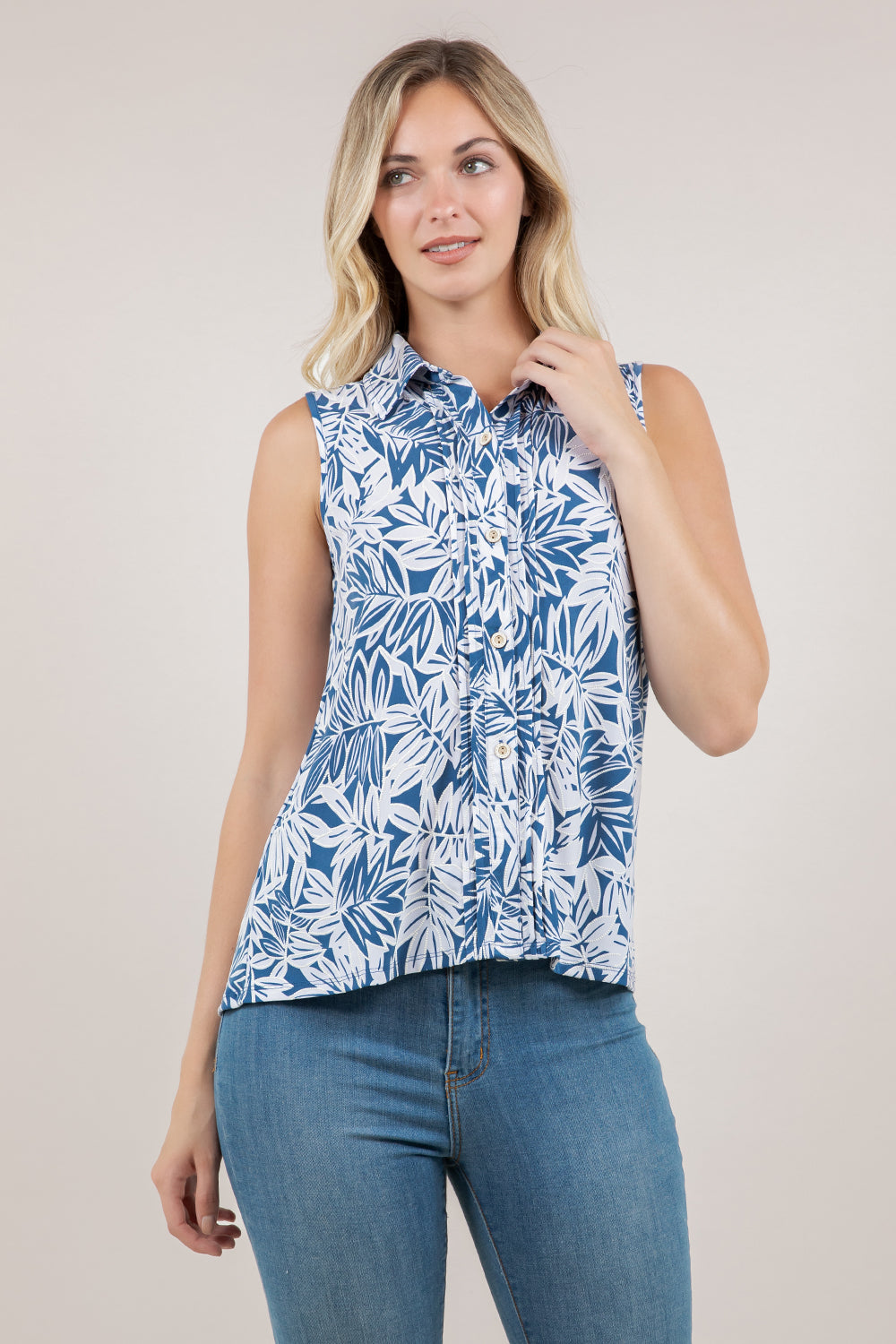 S/LESS PLEATED PLACKET TOP T12768-15064
