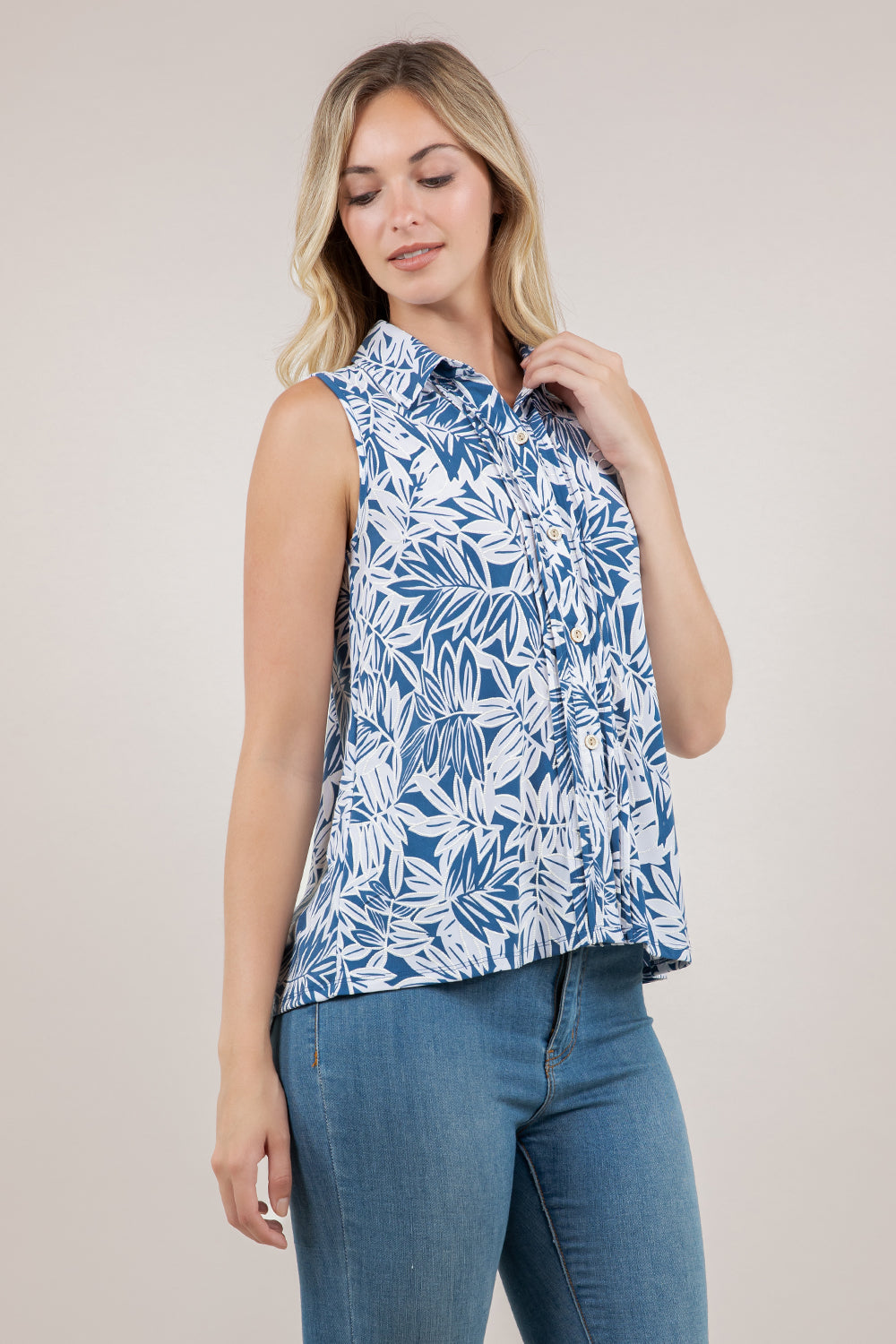 S/LESS PLEATED PLACKET TOP T12768-15064