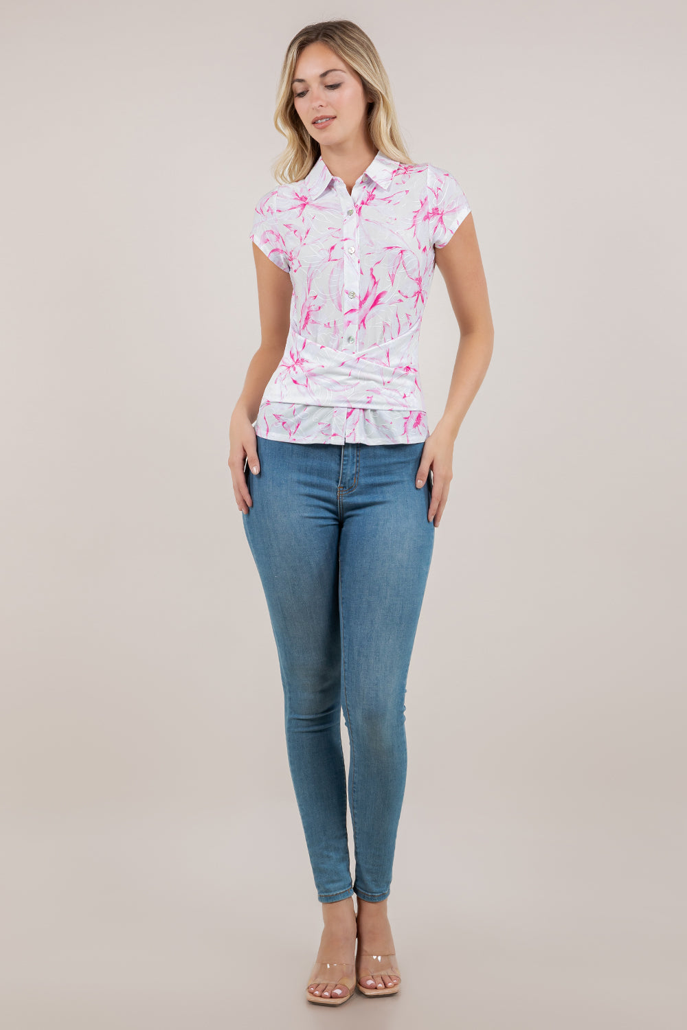 S/SLV WRAP BUTTON UP BLOUSE T12777-8502