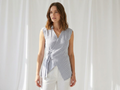 S/LESS BELTED WRAP TOP T12782-0993 STRIPE