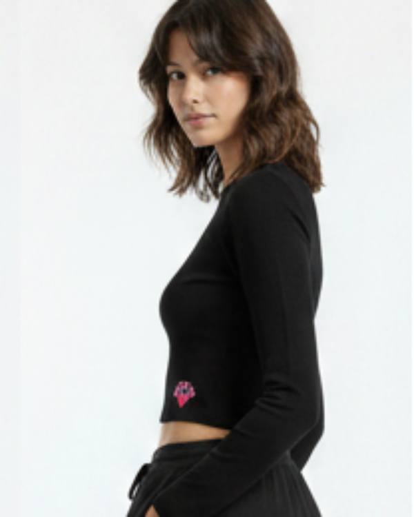 Cropped Long Sleeve Fleece Tee