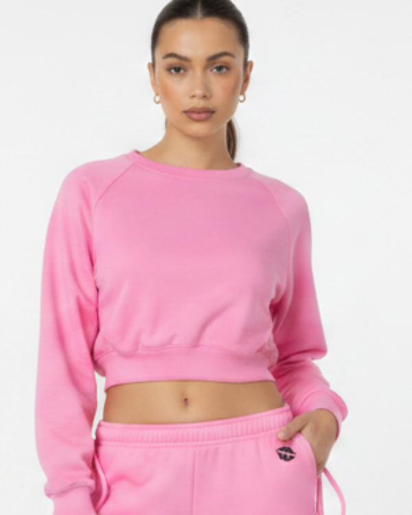 Raglan Velour-Lined Crewneck Sweatshirt