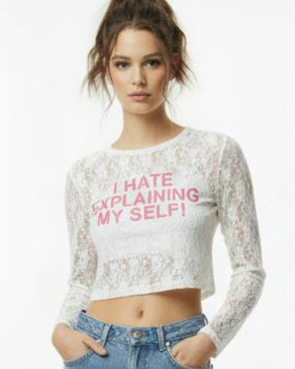 Long Sleeve Lace Crop Top