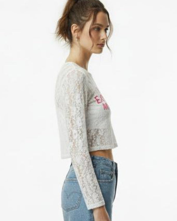 Long Sleeve Lace Crop Top