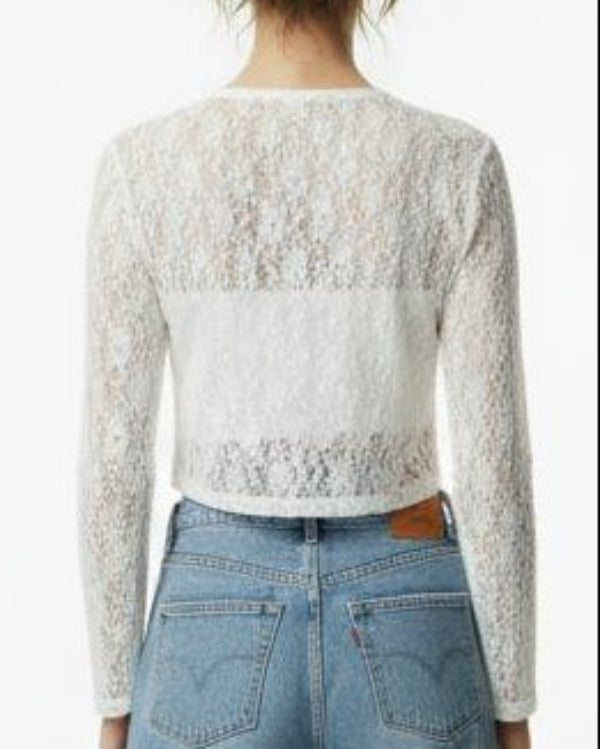 Long Sleeve Lace Crop Top