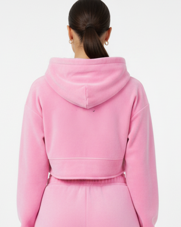 Drop Shoulder Velour Hoodie