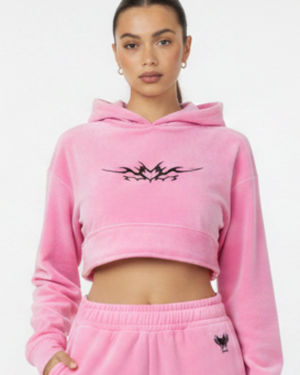 Drop Shoulder Velour Hoodie