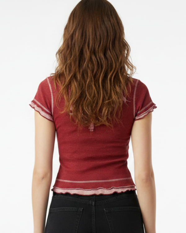 Short Sleeve Layered Contrast Tee