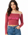 Long Sleeve Off the Shoulder Contrast Tee