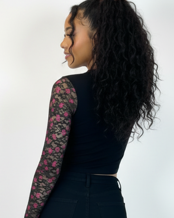 Long Sleeve Lace Bowlero Top