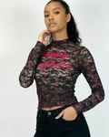 Long Sleeve Mock Neck Lace Top