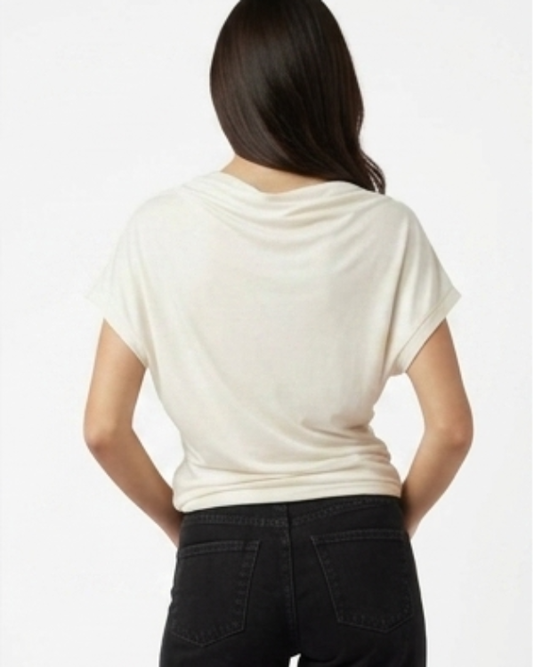 Short Sleeve Draped Off Shoulder Top