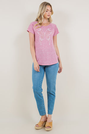 SHORT SLEEVE RAGLAN TOP- T7589-J98224