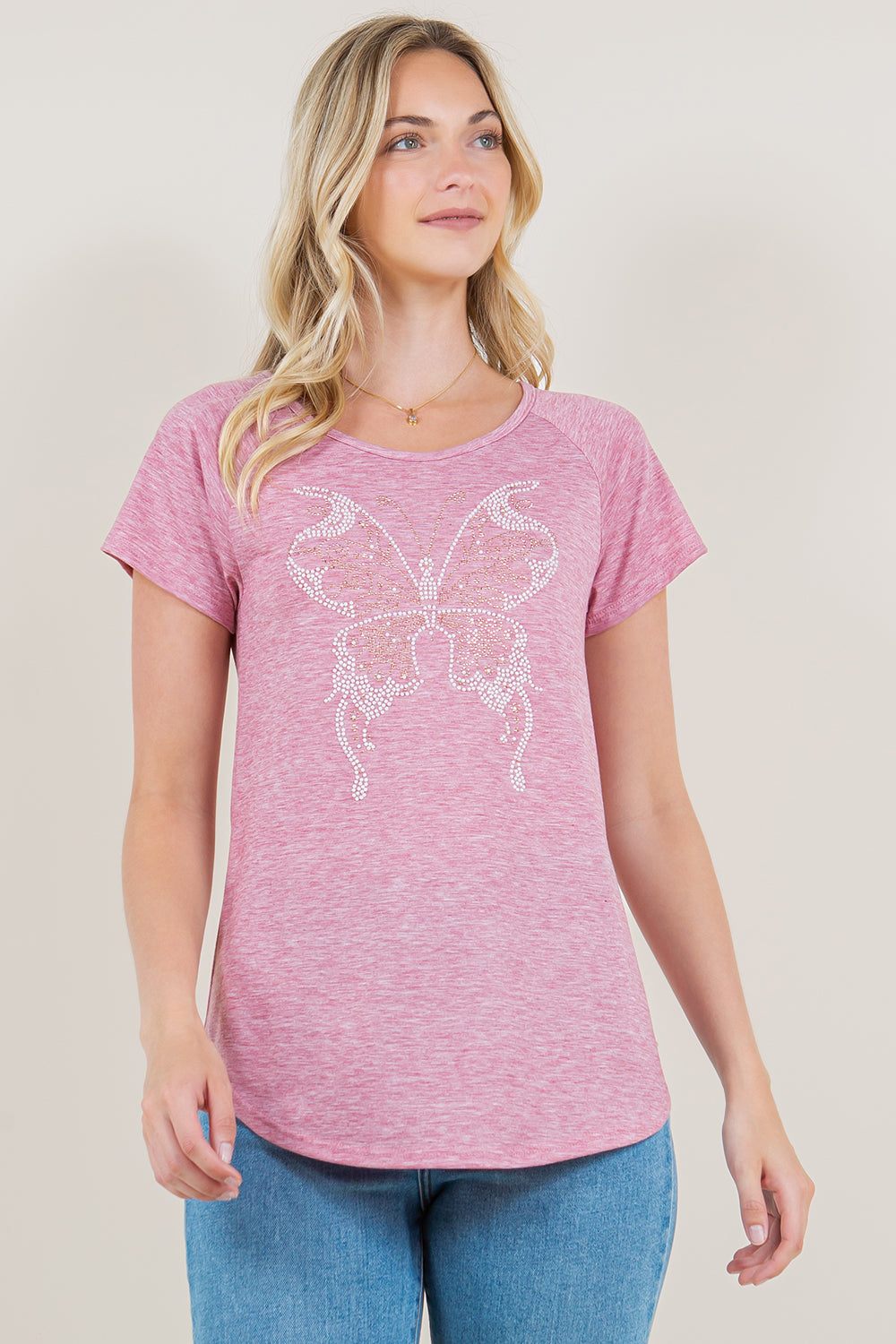 SHORT SLEEVE RAGLAN TOP- T7589-J98224