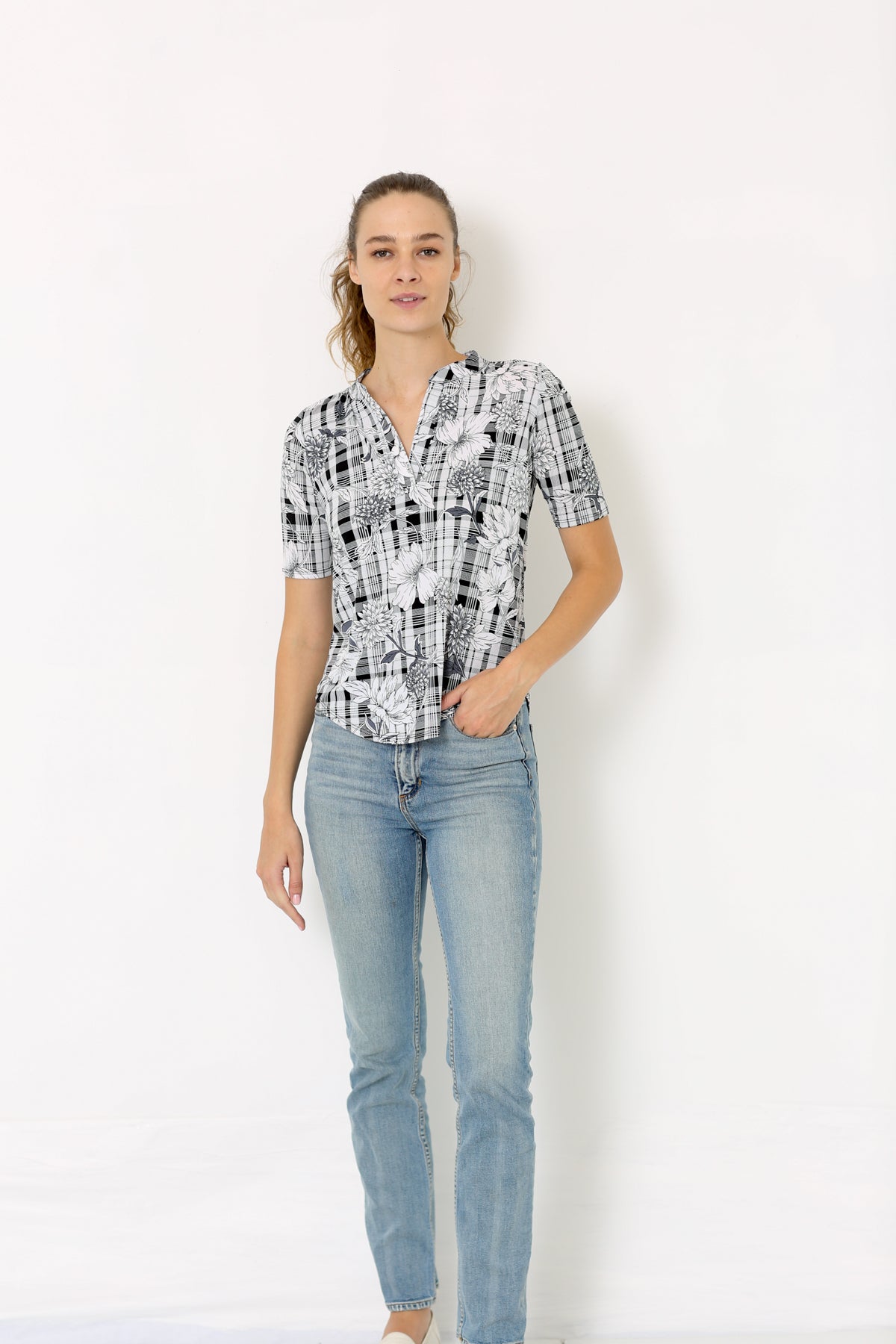 EXT SLEEVE HALF PLACKET DOLMAN - T8004-PE-EL-1757071