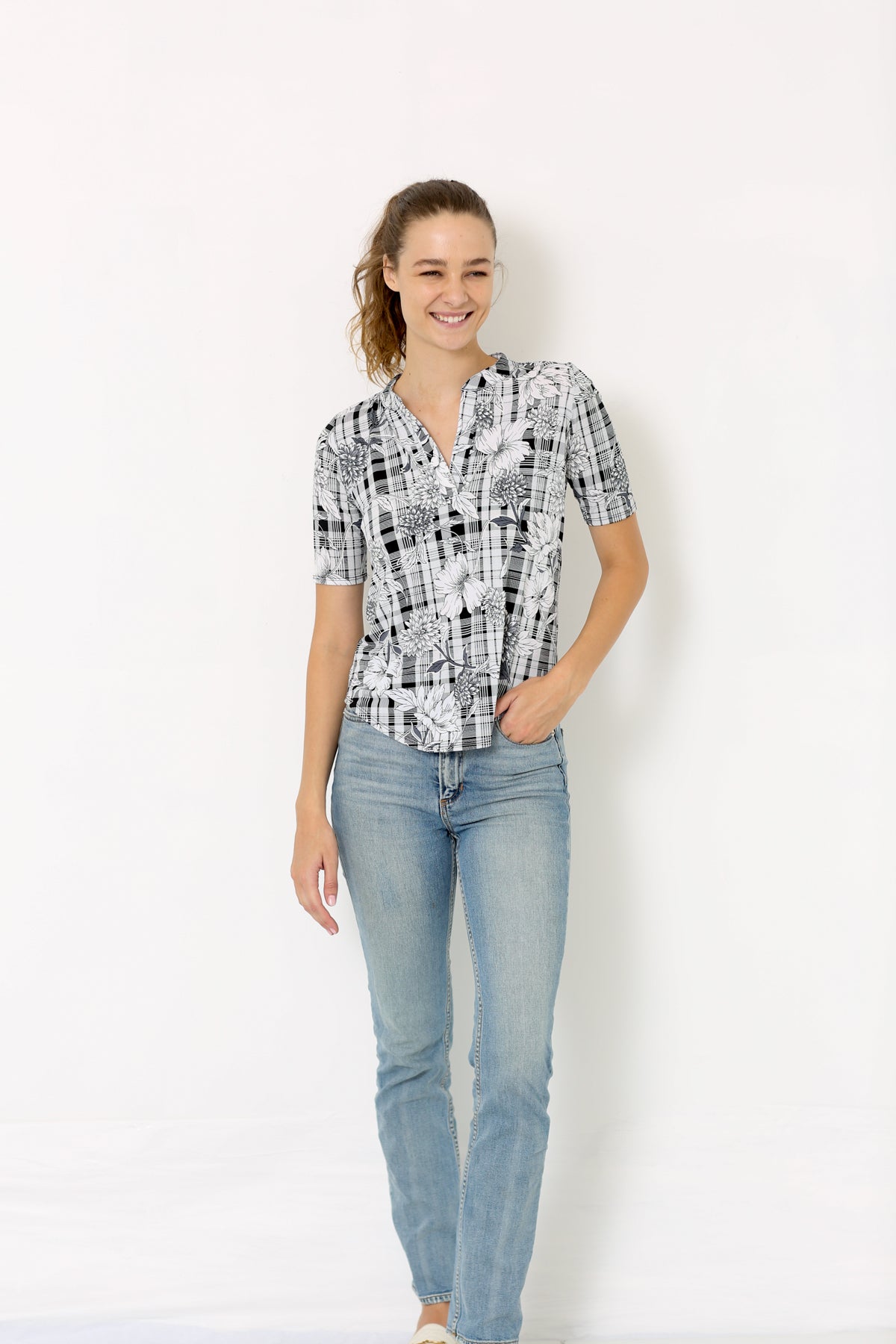 EXT SLEEVE HALF PLACKET DOLMAN - T8004-PE-EL-1757071