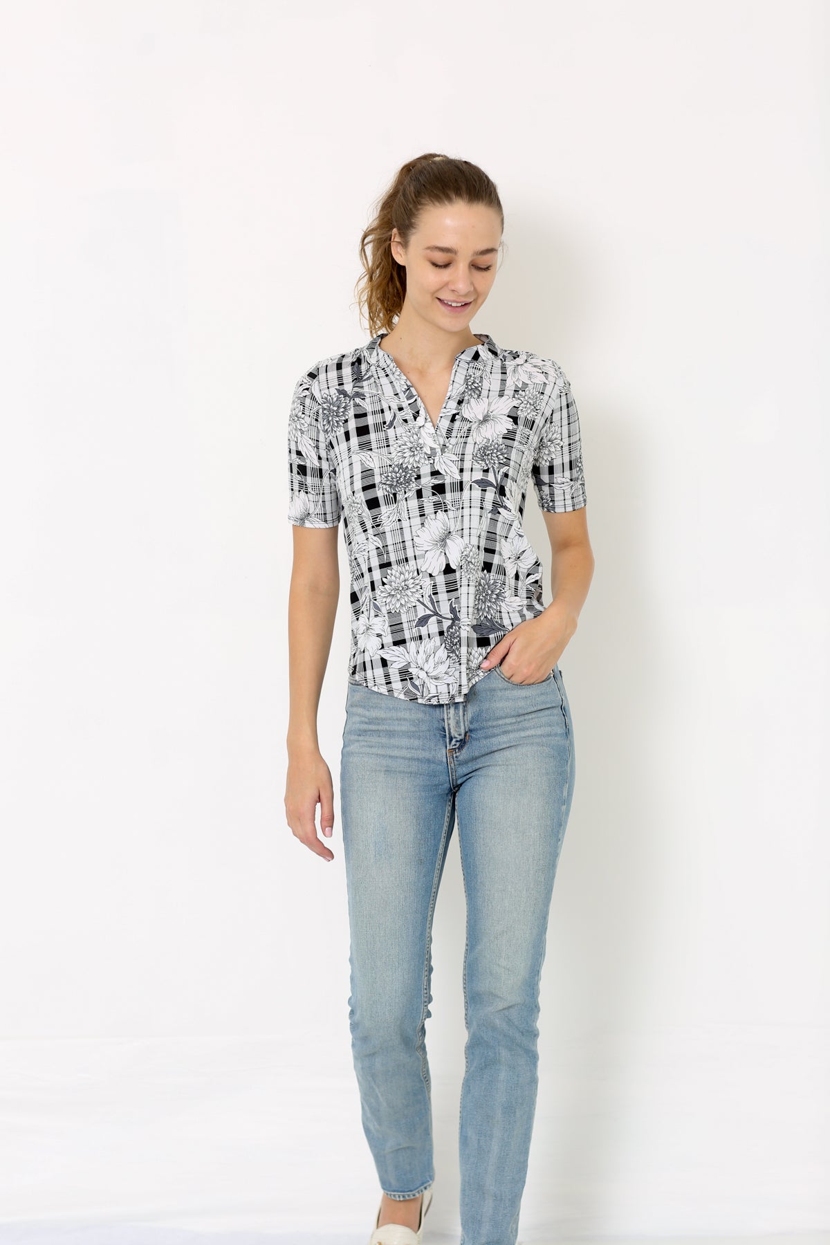 EXT SLEEVE HALF PLACKET DOLMAN - T8004-PE-EL-1757071