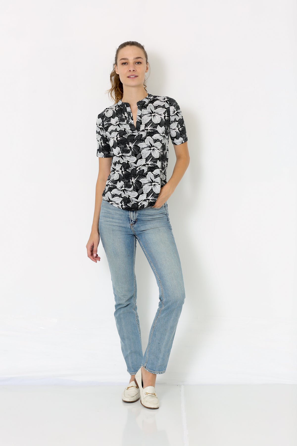 ELBOW HALF PLACKET SHIRT - T8004-PE-ELB-JNJ-11223