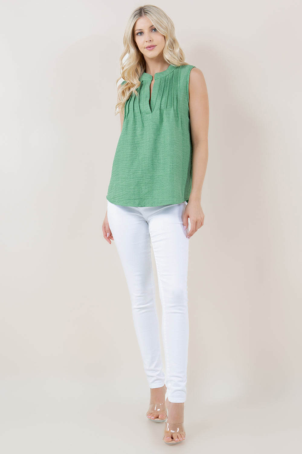 SL PINTUCK 1/2 PLACKET POPOVER TOP - T8004-PIN-4924