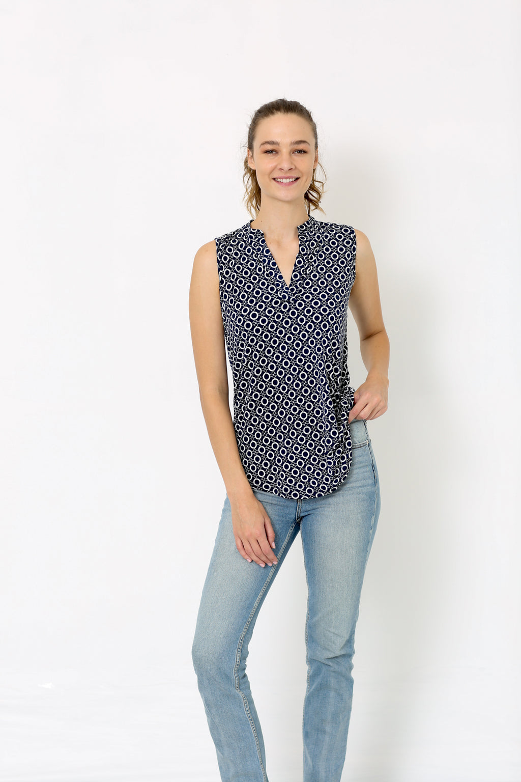 SLEEVELESS HALF PLACKET TOP - T8004-RM-1518226