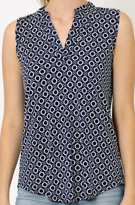 SLEEVELESS HALF PLACKET TOP - T8004-RM-1518226