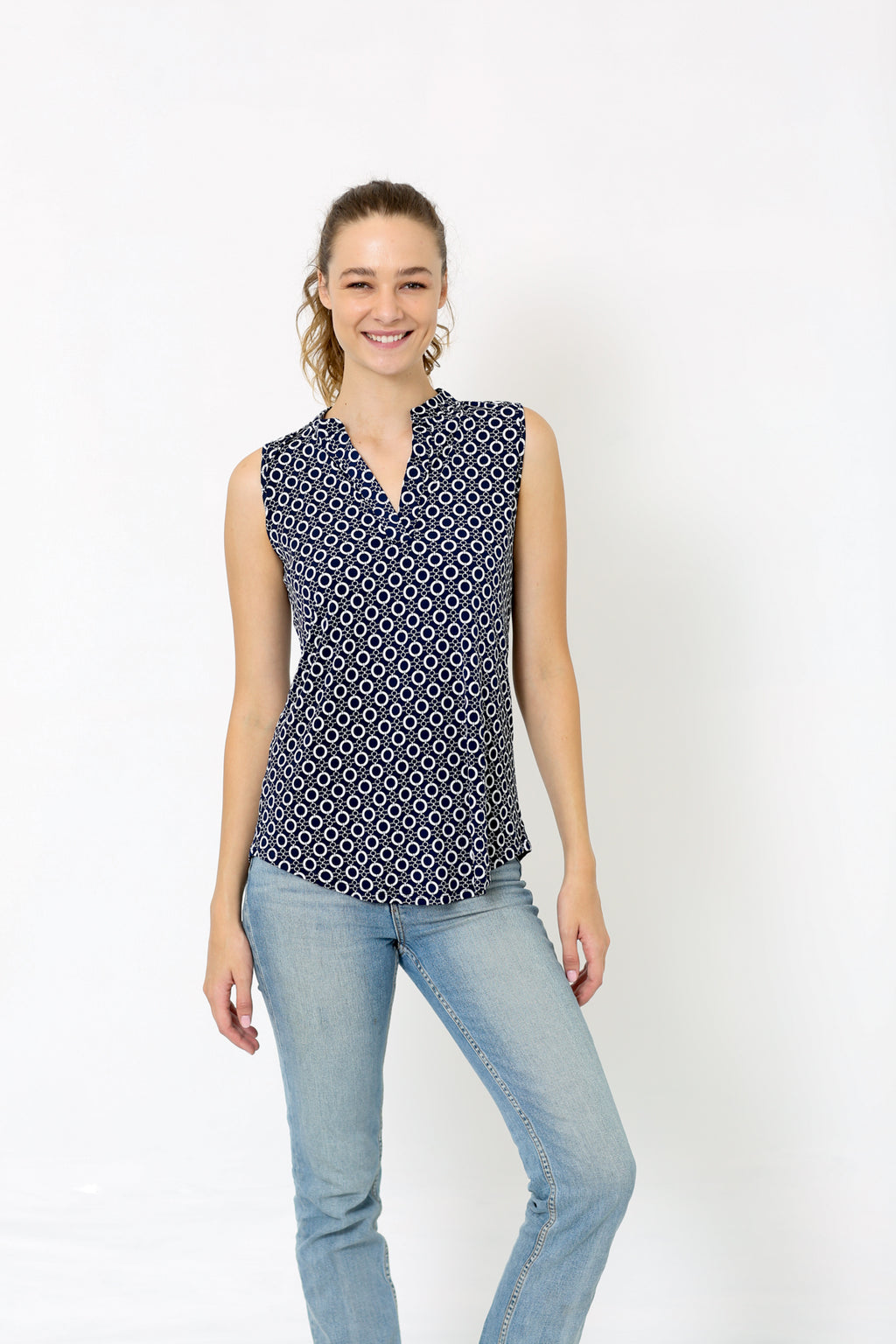 SLEEVELESS HALF PLACKET TOP - T8004-RM-1518226
