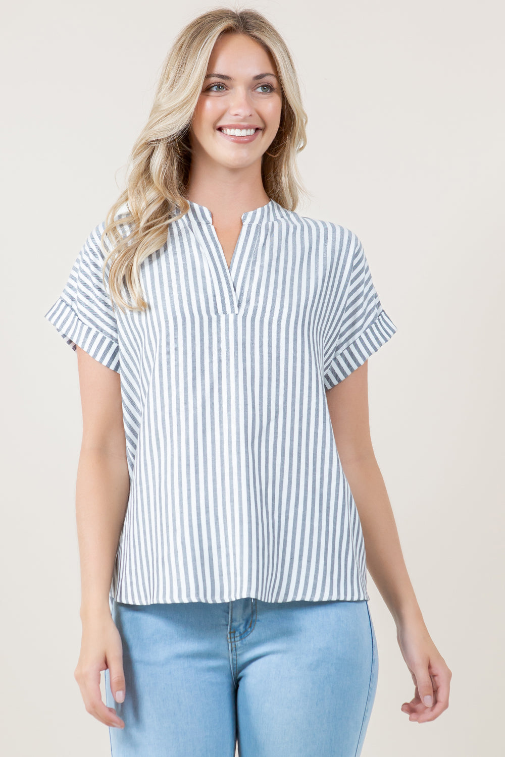 S/SLV BUTTON BACK DOLMAN POPOVER TOP - T8004-SS-1226